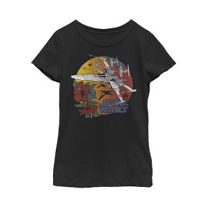 Girl's Star Wars: The Rise of Skywalker Tropical X-Wing T-Shirt - 1 of 3