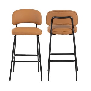 New Classic Furniture,Blythe Vegan Leather Bar Chair in Orange (Set of 2) - 1 of 4