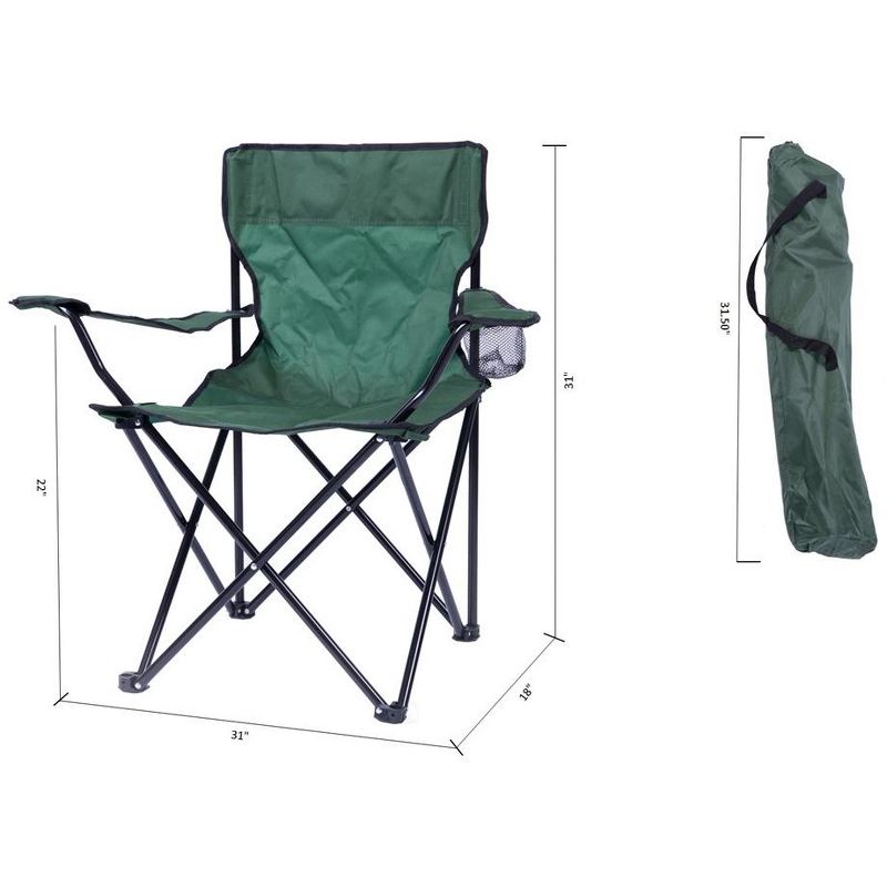 Portable Folding Outdoor Camping Chair with Can Holder, Green, 5 of 7