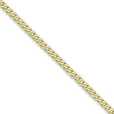 Black Bow Jewelry 2.2mm 10k Yellow Gold Flat Beveled Curb Chain Necklace