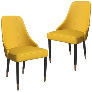 Allure Modern Dining Chair Fabric Seat and Back in Oak Wood Set of 2, Yale Blue - 1 of 4