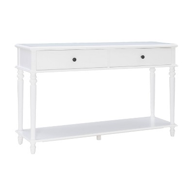 56" Miele Traditional Wood Console Turned Legs 2 Drawer Bottom Storage Shelf White - Powell