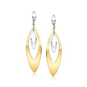 Ross-Simons Italian Sterling Silver and 18kt Gold Over Sterling Marquise-Shaped Drop Earrings - 1 of 3