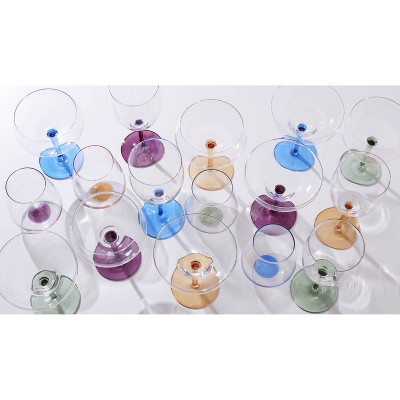 Colorful Bottoms Up Stemless Wine Glass Set, 4 Pieces