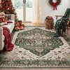 MontVoo Vintage Floral Washable Area Rug Green - 2 of 4