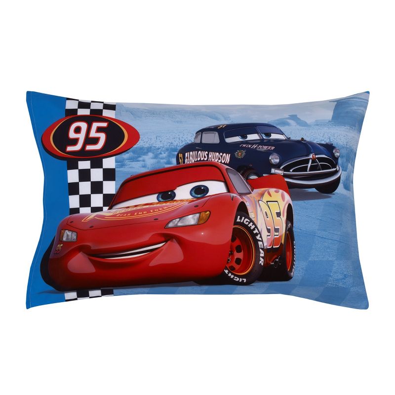 Disney Cars Radiator Springs White, Blue, and Red Lightning McQueen and Tow-Mater 4 Piece Toddler Bed Set, 5 of 7