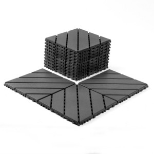 Syemin Carpet Tiles Plastic Interlocking Decking Tiles Waterproof for All-Weather Use, 44 Packs of Terrace Decking Tiles, Gray, 12"*12"*0.8" - 1 of 4