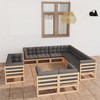 vidaXL Patio Furniture Set 11 Piece Outdoor Sectional Sofa Set Solid Wood Pine - Natural With Cushions - 2 of 4