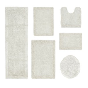 Edge Bath Rug 100% Premium Cotton Ultra-Soft Water Absorbent Tufted Solid Reversible 6 Piece Bathroom Rug Set for Machine Washable Bathmat - 1 of 4