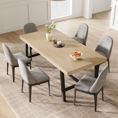 Industrial Dining Table for 6~8 People, 78.7" Long Rectangle Dining Tables, Wooden Kitchen Table