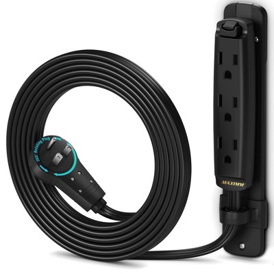 Maximm 360 Degree Rotating Flat Extension Cord Multi 3 Outlet Power Cord with Mounting Bracket, Grounded 16 AWG UL Certified