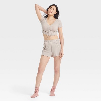 Women's Pointelle Knit Crop Top and Shorts Pajama Set - Colsie™