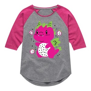 Girls' - Instant Message - Dragonfruit Shirt Tail Raglan Graphic T-shirt - 1 of 4