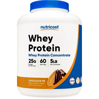 Nutricost Whey Protein Concentrate Powder (Chocolate Peanut Butter) 5LBS - 25g of Protein per Serving, Gluten Free & GMO-Free, 60 Servings
