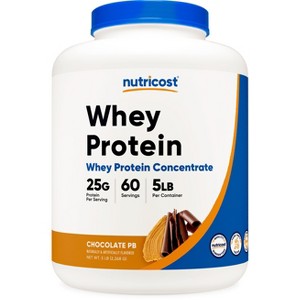Nutricost Whey Protein Concentrate Powder (Chocolate Peanut Butter) 5LBS - 25g of Protein per Serving, Gluten Free & GMO-Free, 60 Servings - 1 of 4