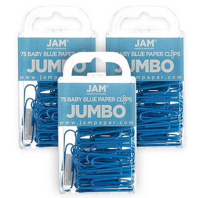JAM Paper Colored Jumbo Paper Clips Large 2 Inch Baby Blue Paperclips 221819034B