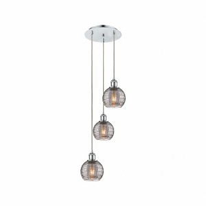 Athens Deco Swirl - 3 Light Cord Hung Multi Pendant In Industrial Style-25.13 Inches Tall and 12.38 Inches Wide - 1 of 1