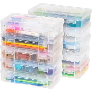 IRIS USA 10 Pack Medium Plastic Hobby Art Craft Supply Organizer Storage Containers with Latching Lid, for Pens & Pencils, Ribbons, Wahi Tape, Beads,
