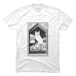 Men's Design By Humans Ghost cat the Keeper of the Crypt By runcatrun T-Shirt - 1 of 2