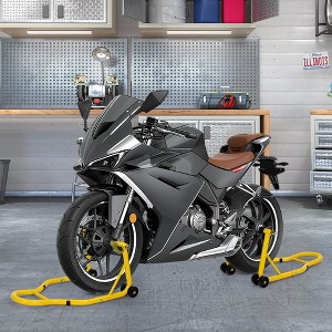 Heavy-Duty Motorcycle Front & Rear Stand Set – 900 lbs Capacity, Adjustable Width, Durable Steel Construction for Maintenance, Repairs & Storage - 1 of 4