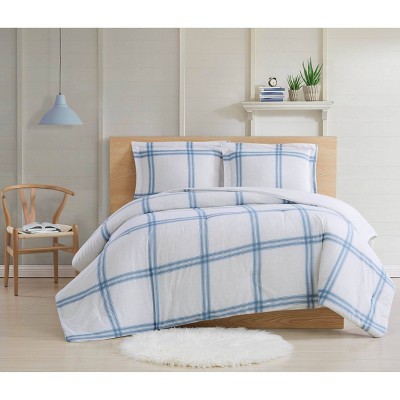 Twin XL 2pc Farmhouse Plaid Comforter Set Blue - Cottage Classics