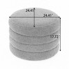 Alilang 24.41 inch Round Velvet Ottoman with Layered Design-White - 4 of 4