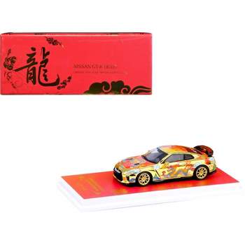 Nissan GT-R (R35) RHD Gold Met w/Graphics "Year of the Dragon - 2024 Chinese New Year" 1/64 Diecast Model Car by Inno Models