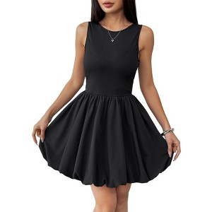 Coolmee Summer Mini Dresses for Women Casual Sleeveless Tank Short Dress  Crew Neck Bubble Hem Sundress XL Black : Target