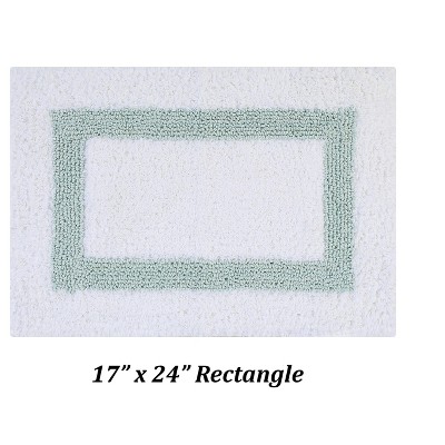 White and Blue Cotton Tufted Reversible Bath Rug Set