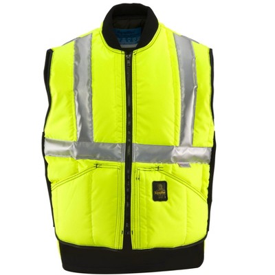 Hi-Vis Yellow/Black Reversible Insulated Safety Vest with Reflective Strips