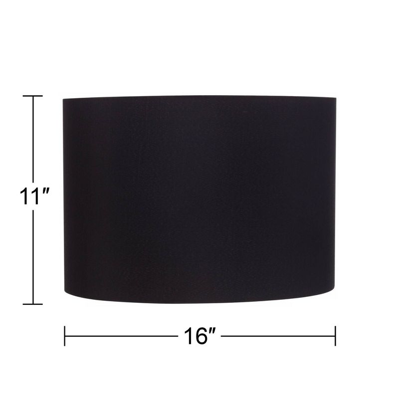 Springcrest Black Medium Hardback Drum Lamp Shade 16" Top x 16" Bottom x 11" High (Spider) Replacement with Harp and Finial, 5 of 9