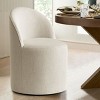 Modern Upholstered Dining Chair with Castors Round Barrel Dining Room Chair Linen Dining Chairs Set of 3 for Kitchen Dining Room-Tanpinhause - 4 of 4