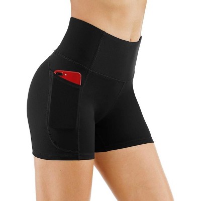 Sportneer Black X-Large Women's High Waist Workout Shorts Breathable Dolphin Split Elastic Lounge Yoga Shorts