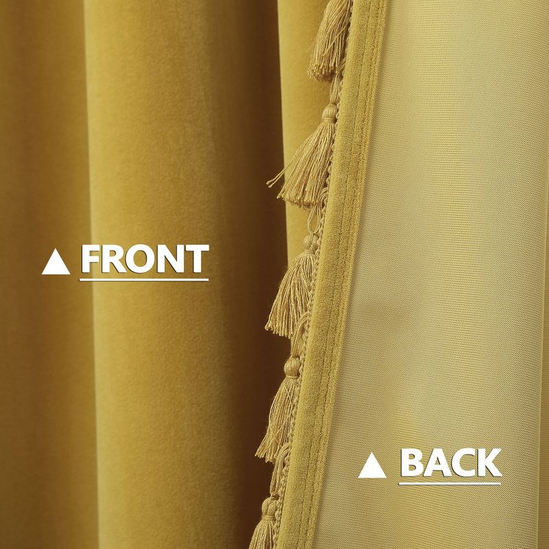 Boho Tassels Soft Luxury Velvet Window Valance Curtains, 52" x 15", 1 Panel, 2 of 6