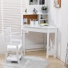 Acekool Kids Desk and Chair Set, Wooden Corner Study Table with Bookshelf, Bulletin Board, and Pen Holder, White - 3 of 4