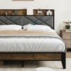 Coucheta Metal Bed Frame - Charging Station & Storage Shelf, Upholstered Headboard, Steel Slats, No Box Spring - 2 of 4