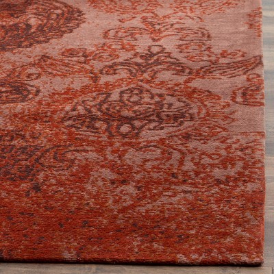 Vintage Charm Rust & Brown Cotton Blend 6' Square Area Rug