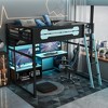 Polibi Full Size E-Sports Loft Bed with RGB Lighting, USB Charging & Pegboard Wall - 2 of 4