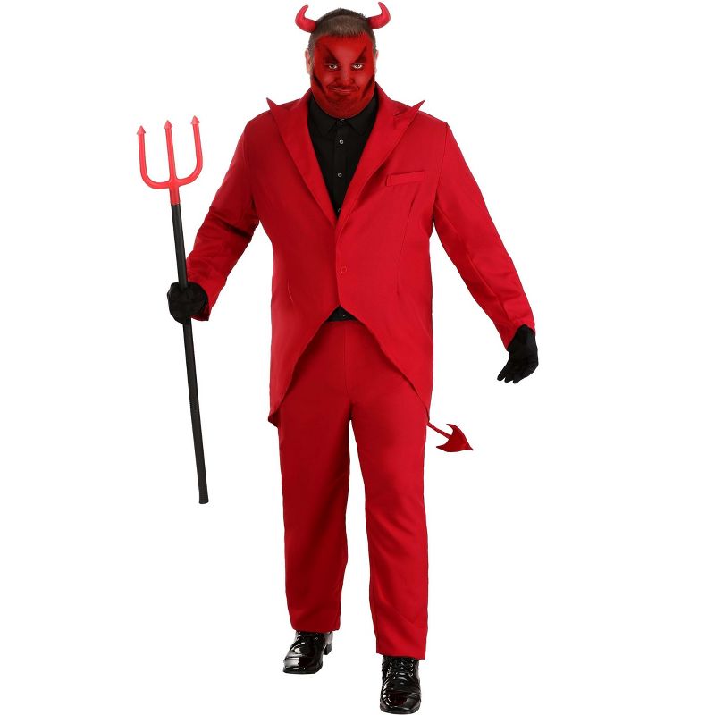 HalloweenCostumes.com Plus Size Red Suit Devil Costume for Men, 1 of 6
