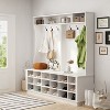 Famapy White 63"W 18 Shoe Cubbies Wide Hall Tree With Hooks - 2 of 4
