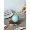 Set of 3 Round Teal Candles - 3 inch Sphere Candles for Wedding & Home Decor - Unscented Long Burning - 3 of 4