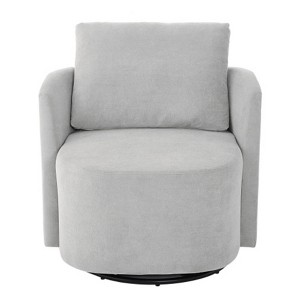 TiramisuBest 29.9" Grey Swivel Sofa Chair, Modern Chenille Barrel Armchair with Curved Back for Living Room & Lounge - 1 of 4