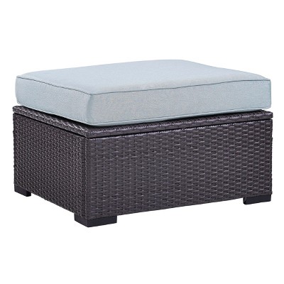 Biscayne Ottoman with Mist Cushions - Brown/Mist - Crosley