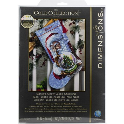 Dimensions Gold Collection Counted Cross Stitch Kit 16" Long-Santa's Snowglobe Stocking