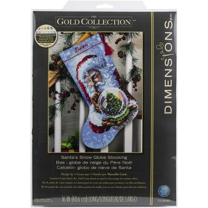 Dimensions Gold Collection Counted Cross Stitch Kit 16" Long-Santa's Snowglobe Stocking - 1 of 3