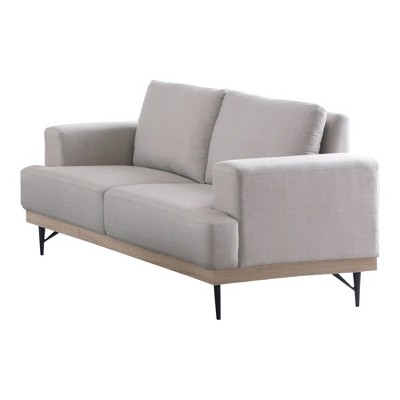 Loveseat with Track Arms and Cushioned Seating Beige - Benzara