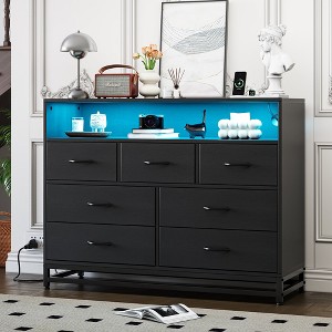7 Drawers Dresser with Charging Station and LED Lights Design - 1 of 4
