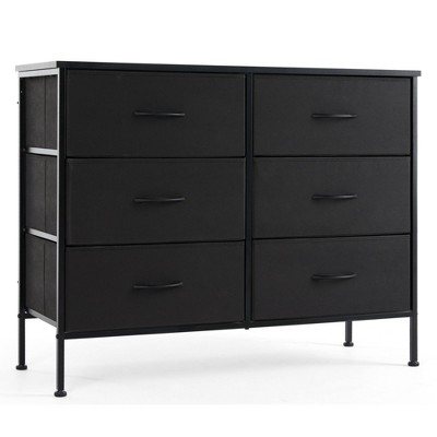 FURNIinspire Utility Storage Cabinets 6 Drawer Multi-Functional Tall Dresser Ideal for Organization in Kids Rooms and Beyond, Black, 38.1"*13.7"*29.9"