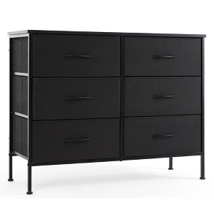 FURNIinspire Utility Storage Cabinets 6 Drawer Multi-Functional Tall Dresser Ideal for Organization in Kids Rooms and Beyond, Black, 38.1"*13.7"*29.9" - 1 of 4