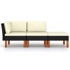 vidaXL 3 Piece Patio Lounge Set Poly Rattan and Solid Eucalyptus Wood - 2 of 4